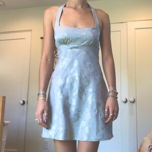 vintage silk floral halter dress